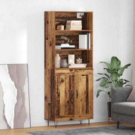 Aparador alto 2 pcs Madera vieja Madera de ingeniería