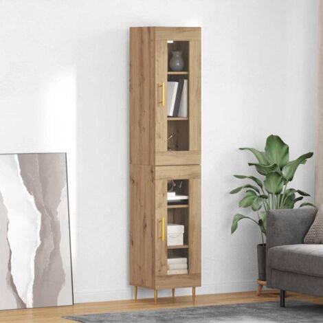 Aparador alto 2 pcs Roble artesanal Cristal