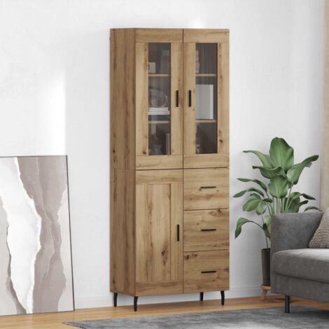 Aparador alto 2 pcs Roble artesanal Madera de ingeniería