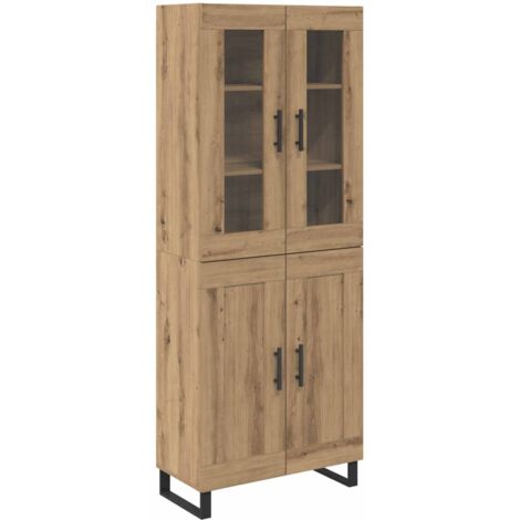 Aparador alto 2 pcs Roble artesanal Madera de ingeniería vidaXL