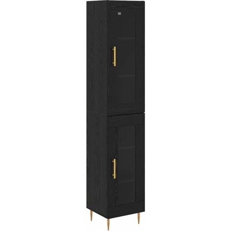 Aparador alto 2 pcs Roble Negro Cristal vidaXL