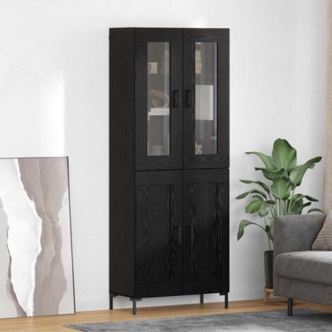 Aparador alto 2 pcs Roble Negro Madera de ingeniería
