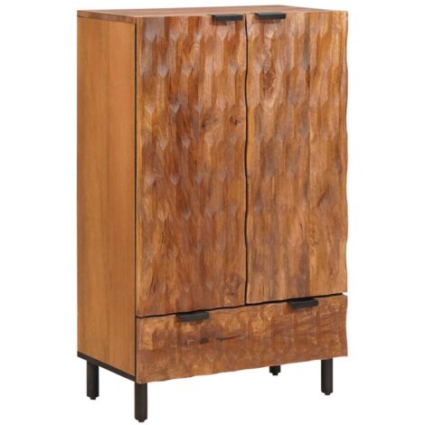 Aparador alto Acabado de Acacia Marrón 60 x 33 x 100 cm