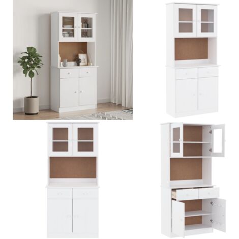 Aparador alto ALTA madera maciza de pino blanco 77x35x165 cm - Mueble de almacenamiento - Madera maciza