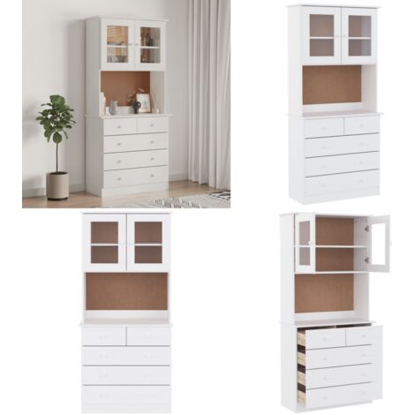 Aparador alto ALTA madera maciza de pino blanco 77x35x165 cm - Mueble de almacenamiento - Madera maciza