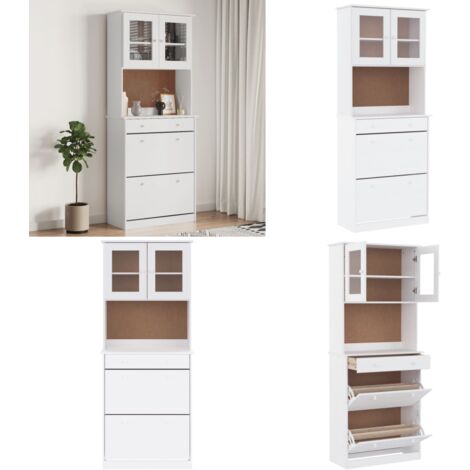 Aparador alto ALTA madera maciza de pino blanco 77x35x188 cm - Mueble de almacenamiento - Madera maciza