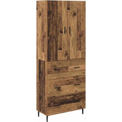 Aparador alto con cajón 2 pcs Madera envejecida vidaXL