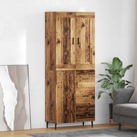 Aparador alto con cajón 2 pcs Madera vieja Madera de ingeniería