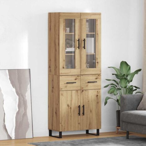 Aparador alto con cajón 2 pcs Roble artesanal