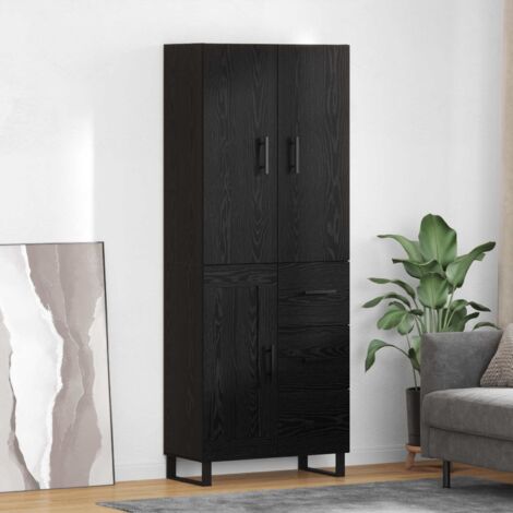 Aparador alto con cajón 2 pcs Roble Negro 69,5 x 34 x 180 cm