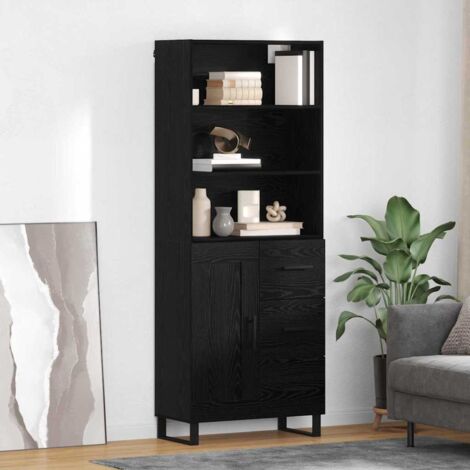 Aparador alto con cajón 2 pcs Roble Negro Madera de ingeniería