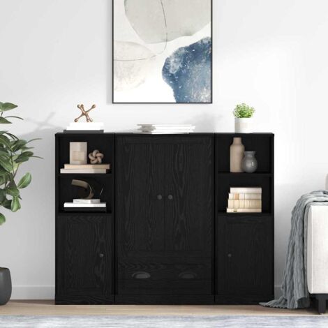 Aparador alto con cajón 3 pcs Roble Negro Madera de ingeniería