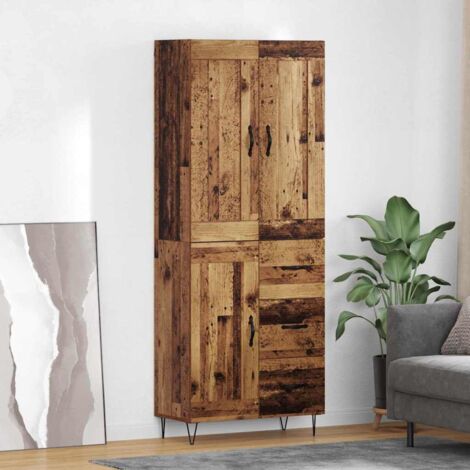 Aparador alto con cajón Madera envejecida 69,5 x 34 x 180 cm