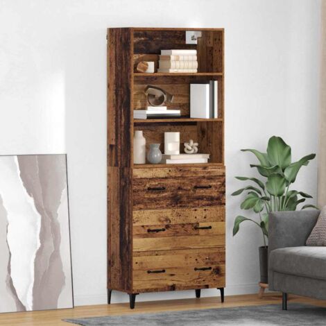 Aparador alto con cajón Madera envejecida 69,5 x 34 x 180 cm