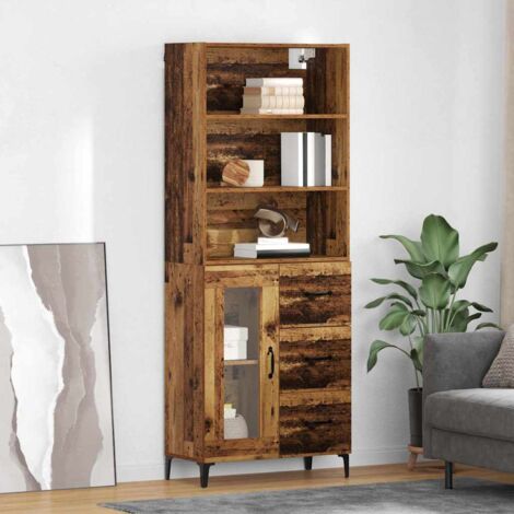 Aparador alto con cajón Madera envejecida 69,5 x 34 x 180 cm