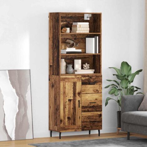 Aparador alto con cajón Madera envejecida 69,5 x 34 x 180 cm