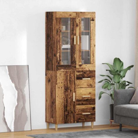 Aparador alto con cajón Madera envejecida 69,5 x 34 x 180 cm vidaXL