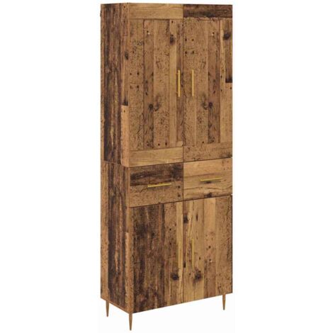 Aparador alto con cajón Madera envejecida 69,5 x 34 x 180 cm vidaXL