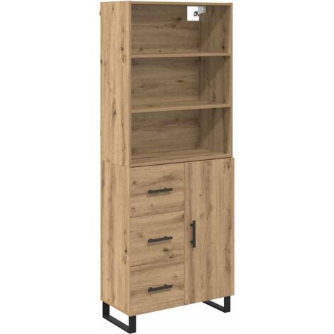 Aparador alto con cajón Roble artesanal 69,5 x 34 x 180 cm vidaXL