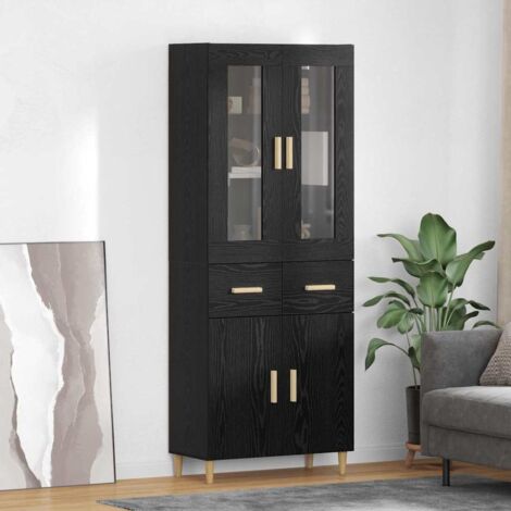 Aparador alto con cajón Roble Negro 69,5 x 34 x 180 cm