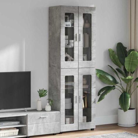 Aparador alto con estante FLORIN Gris Concreto 60 x 35 x 182 cm