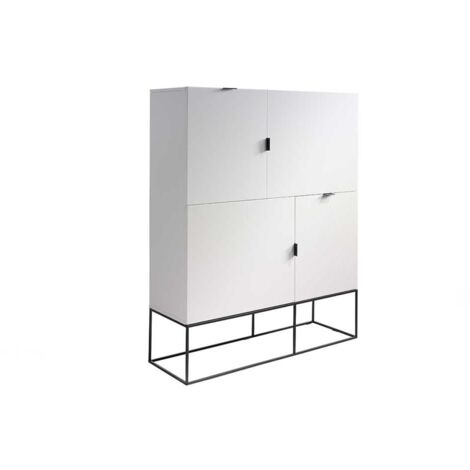 Aparador alto de 4 puertas Fabiana acabado blanco brillo, 150 cm(alto) 120 cm(ancho) 41 cm (fondo)