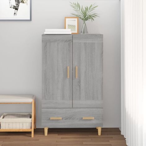 Aparador alto de madera contrachapada gris  70x31x115 cm