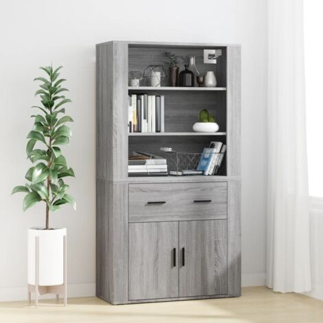 Aparador alto de madera contrachapada gris
