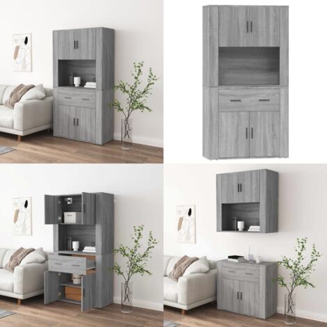 Aparador alto de madera contrachapada gris Sonoma - Aparador de madera - Aparador de pared