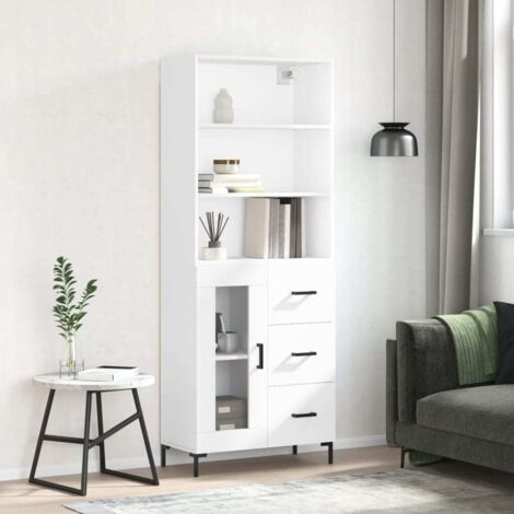 Aparador alto madera contrachapada blanco 69,5x34x180 cm vidaXL