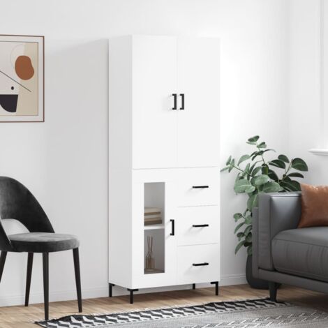 Aparador alto madera contrachapada blanco 69,5x34x180 cm vidaXL