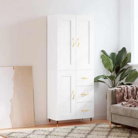 Aparador alto madera contrachapada blanco 69,5x34x180 cm vidaXL