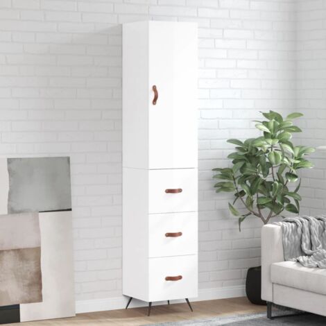 Aparador alto madera contrachapada blanco brillo 34,5x34x180 cm vidaXL