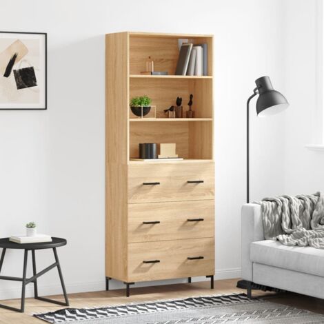 Aparador alto madera contrachapada color roble 69,5x34x180 cm vidaXL