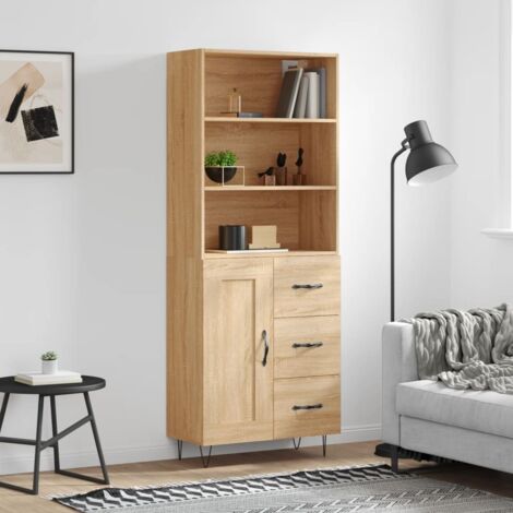 Aparador alto madera contrachapada color roble 69,5x34x180 cm vidaXL