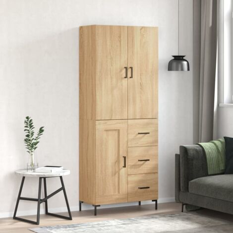 Aparador alto madera contrachapada color roble 69,5x34x180 cm vidaXL