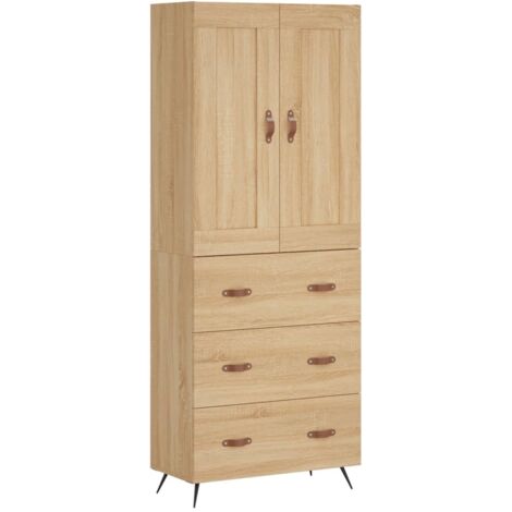 Aparador alto madera contrachapada color roble 69,5x34x180 cm vidaXL