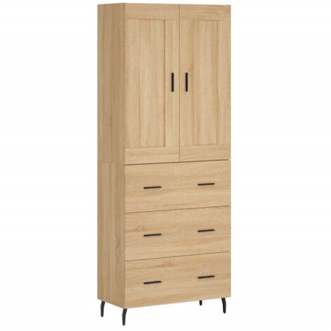 Aparador alto madera contrachapada color roble 69,5x34x180 cm vidaXL