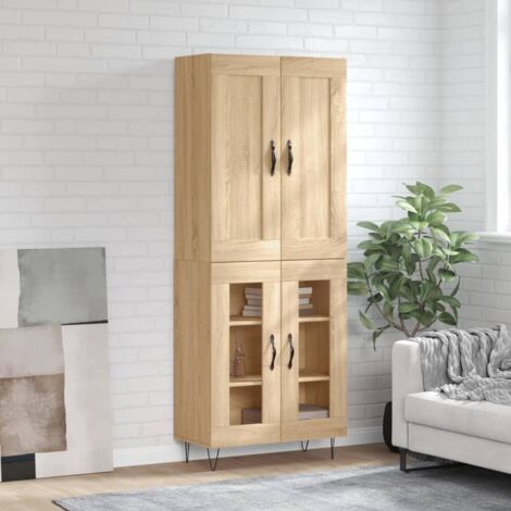 Aparador alto madera contrachapada color roble 69,5x34x180 cm vidaXL