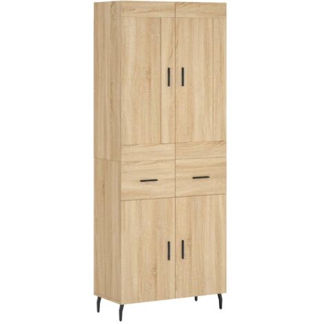 Aparador alto madera contrachapada color roble 69,5x34x180 cm vidaXL