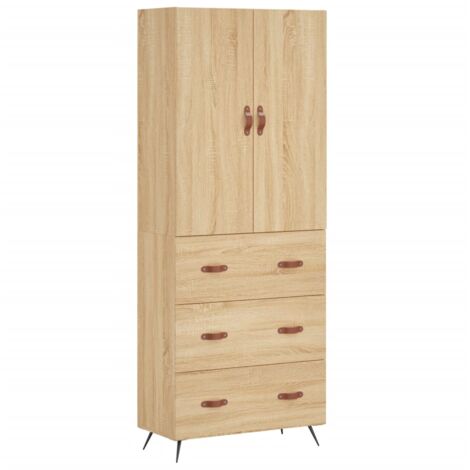Aparador alto madera contrachapada color roble 69,5x34x180 cm vidaXL