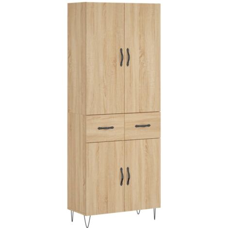 Aparador alto madera contrachapada color roble 69,5x34x180 cm vidaXL