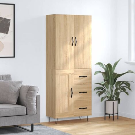 Aparador alto madera contrachapada color roble 69,5x34x180 cm vidaXL