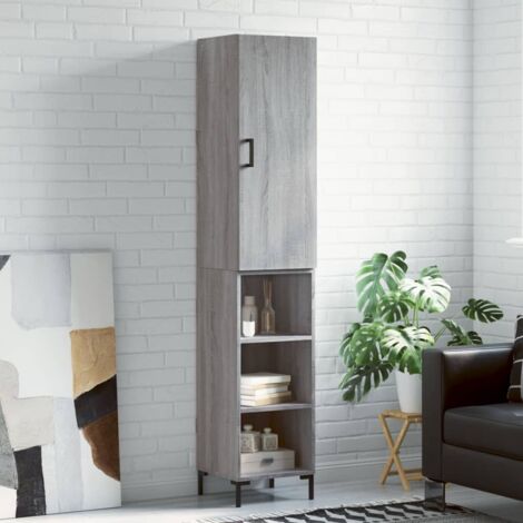 Aparador alto madera contrachapada gris  34,5x34x180 cm