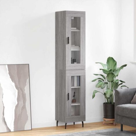 Aparador alto madera contrachapada gris  34,5x34x180 cm