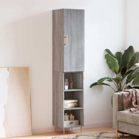 Aparador alto madera contrachapada gris  34,5x34x180 cm