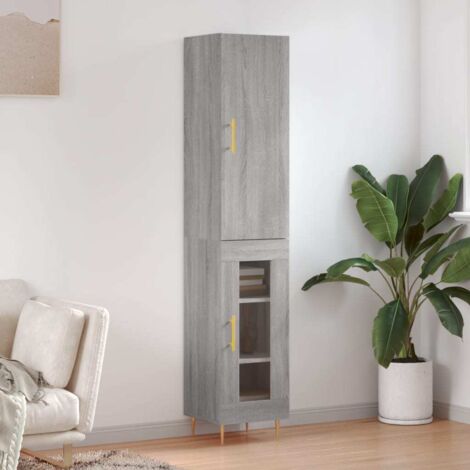 Aparador alto madera contrachapada gris  34,5x34x180 cm