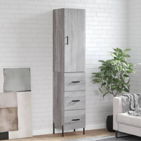 Aparador alto madera contrachapada gris  34,5x34x180 cm