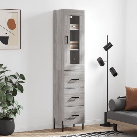 Aparador alto madera contrachapada gris  34,5x34x180 cm