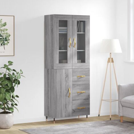 Aparador alto madera contrachapada gris  69,5x34x180 cm